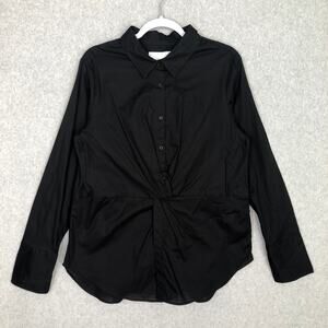 Lola River Anthropologie Shirt‎ Large Black Button Classic Capsule Tunic Twist